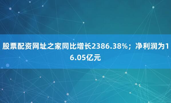 股票配资网址之家同比增长2386.38%；净利润为16.05亿元